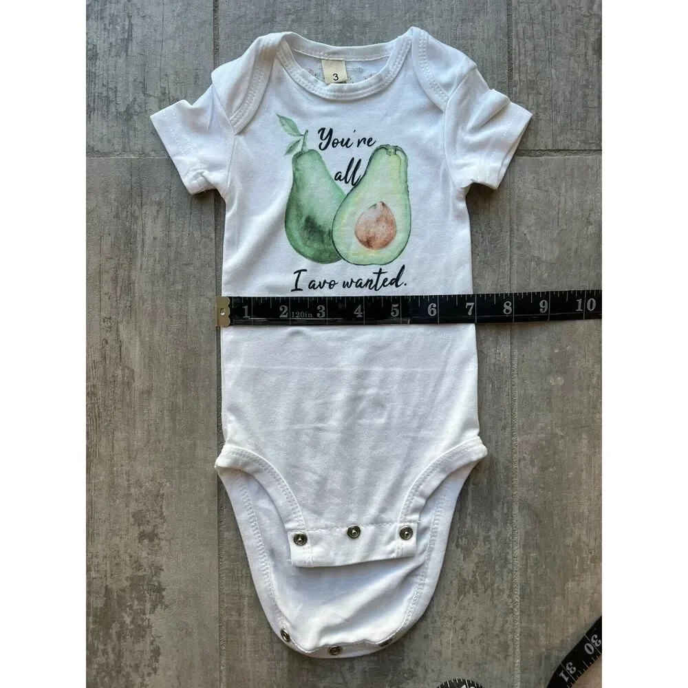 Los Angeles Boutique Baby Girl Boy YOU'RE ALL I AVO WANTED Avocado Bodysuit 0-3m